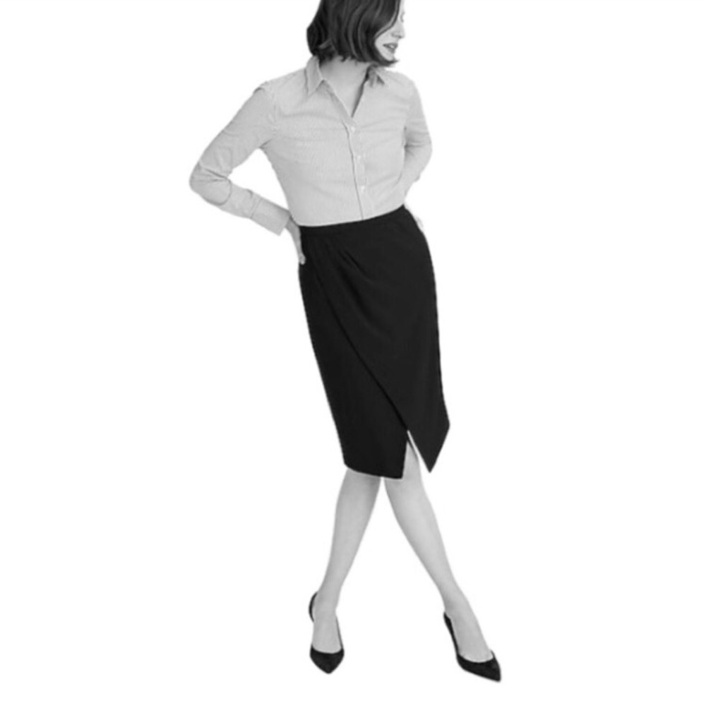 J Crew Asymmetrical Pencil Skirt Black Wool NWT